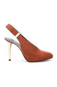 Lanvin Safe Lock Slingback Suede Pumps In Brown