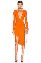 Alexandre Vauthier Jersey Ruched Mini Dress In Orange