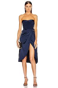 Jonathan Simkhai Crepe Satin Combo Dress In Blue