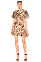 Valentino Butterfly Dress In Floral,brown,neutral