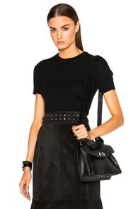 Proenza Schouler Ultrafine Rib Cropped Crewneck Sweater In Black