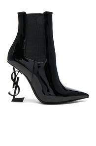 Saint Laurent Patent Opium Monogram Heeled Boots In Black