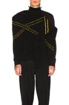 Raf Simons Embroidered Jacquard Single Panel Turtleneck In Black,yellow