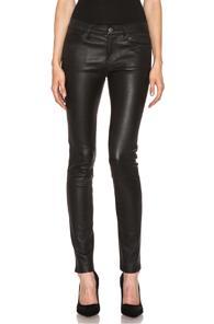Current/elliott The Ankle Skinny Leather Pant In Black