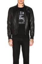 Burberry Sandford Leather Bomber Jacket In Black