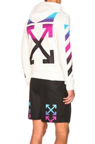 Off-white Diagonal Gradient Full Zip Hoodie In White