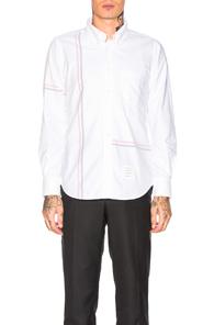 Thom Browne Engineered Stripe Oxford Shirt In White