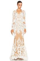 Zuhair Murad Lace Mermaid Gown In Neutrals,white