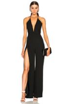 Michelle Mason Palazzo Slit Jumpsuit In Black