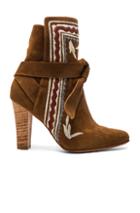 Ulla Johnson Embroidered Suede Aggie Booties In Brown