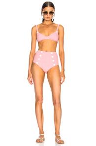 Lisa Marie Fernandez Magdalena Seersucker Bikini Set In Pink
