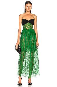 Rasario Bustier Lace Maxi Dress In Black,green