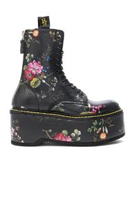 R13 Leather Double Stack Boots In Black,floral