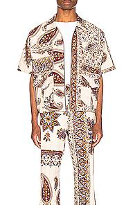 Paria Farzaneh Iranian Print Zip Shirt In Neutral,paisley,red