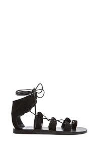 Ancient Greek Sandals Fteroti Suede Sandals In Black