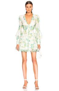 Zimmermann Breeze Honeymooners Mini Dress In Blue,green,floral,white