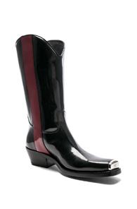 Calvin Klein 205w39nyc Leather Ed Western Boots In Black