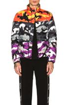 Valentino Down Jacket In Abstract,gray,orange,purple