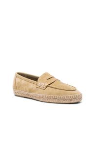 Loewe Suede Loafer Espadrilles In Neutrals