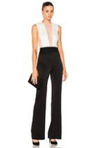 Galvan Tuxedo Plunge Jumpsuit In Black,white