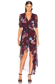 Nicholas Floral Wrap Drape Dress In Floral,purple