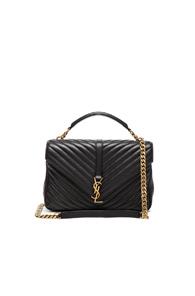 Saint Laurent Large Monogram College Bag In Black