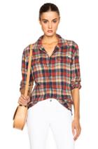 Mother Breezy Foxy Top In Red,checkered & Plaid