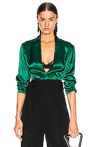 Haider Ackermann Shawl Collar Shirt In Green