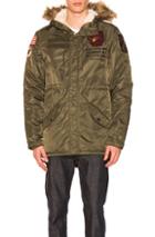 Schott Nylon Fishtail N-3b Jacket With Faux Fur Trim In Green