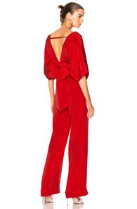 Johanna Ortiz Red Canna Silk Crepe Jumpsuit In Red