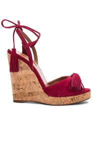 Aquazzura Suede Wild One Espadrille Wedges In Red