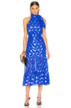 Rixo Eleanor Lame Spot Dress In Blue,polka Dots,metallic