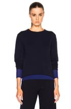 Victoria Beckham Cashmere Silk Trim Crewneck Sweater In Blue
