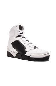 Givenchy Leather High Top Tyson Sneakers In Black,white