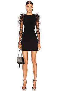 Cushnie Pleated Tulle Mini Dress In Black