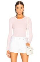 Enza Costa Rib Fitted Long Sleeve Crew Tee In Pink
