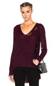 Rta Camille Sweater In Purple,stripes