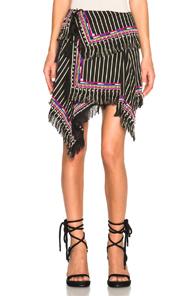 Isabel Marant Raffi Embroidered Stripe Skirt In Black,stripes