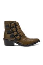 Toga Pulla Limited Edition Leather Buckle Booties In Green,brown