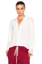 Chloe Crepe De Chine Button Up Blouse In White