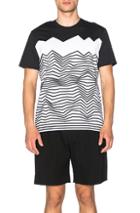 Neil Barrett Engineered Nautical Stripe Tee In Black,white,geometric Print