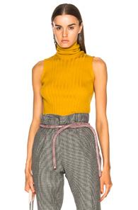 Maison Margiela Turtleneck Sleeveless Knit Top In Yellow