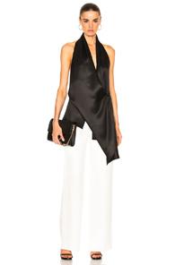 Victoria Beckham Silk Twill Draped Top In Black
