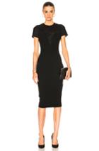 Victoria Beckham Matte Crepe & Lace Insert Short Sleeve Fitted Dress In Black