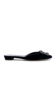 Manolo Blahnik Hangisimu Velvet Mules In Blue