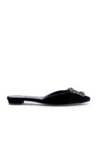 Manolo Blahnik Hangisimu Velvet Mules In Blue