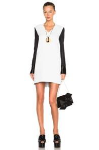 Marni Contrast Sleeve V Neck Dress In White