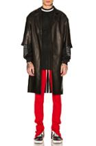 Fear Of God Leather Overcoat In Black