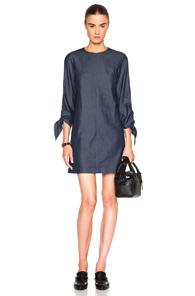Tibi Tie Sleeve Dress In Blue