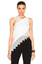 David Koma Zig Zag Macrame Asymmetric Top In White